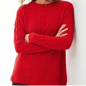 J.Jill cable knit red chenille sweater